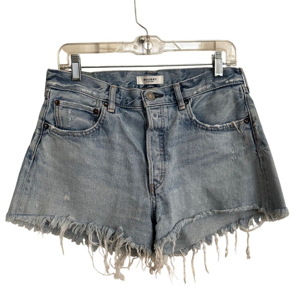 Moussy Vintage Distressed Frayed Raw‎ Hem Japanese Denim Shorts Size 29